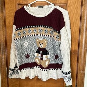 Vintage denim express holiday knit sweater made in USA women’s medium